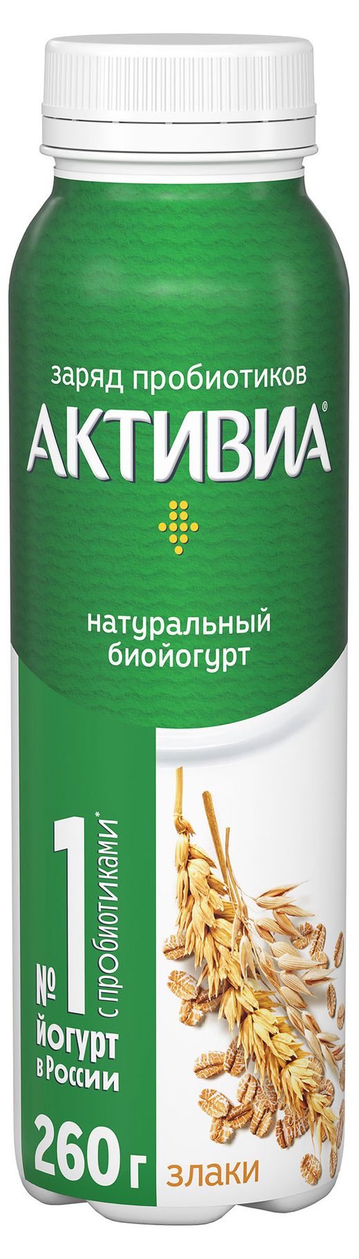 Йогурт питьевой «Активиа» со злаками 1,6% БЗМЖ, 260 г