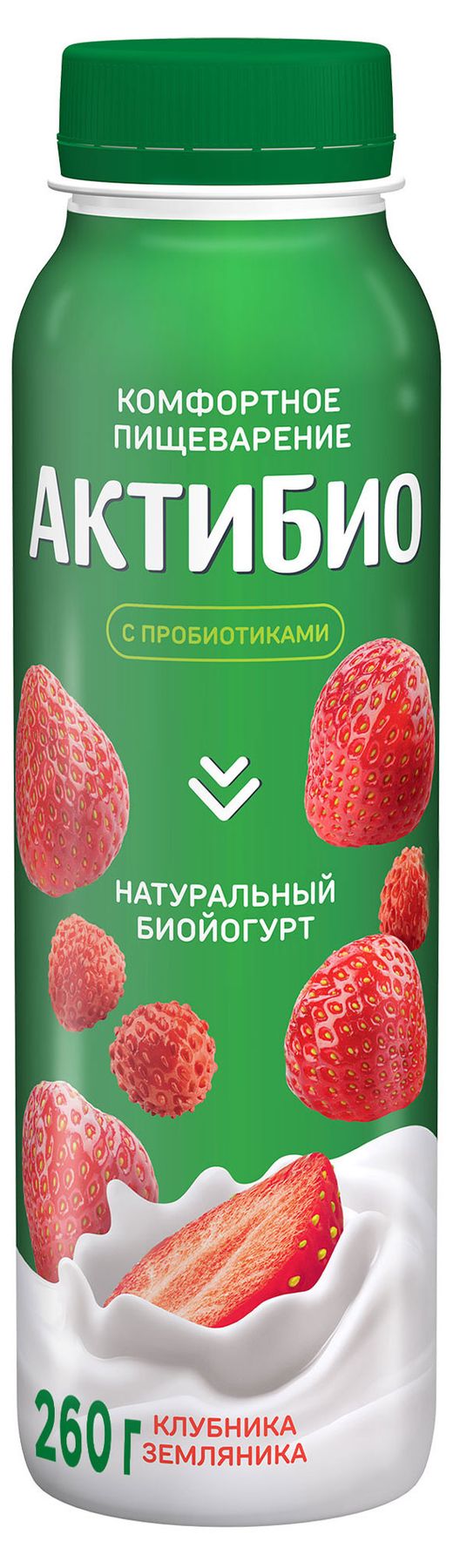 Купить Йогурт питьевой «АктиБио» с клубникой и земляникой 1,5% БЗМЖ 260 г  (81767) в интернет-магазине АШАН в Москве и России