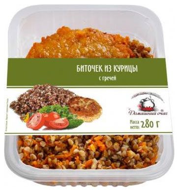 Биточек Домашний очаг из курицы с гречкой, 280 г