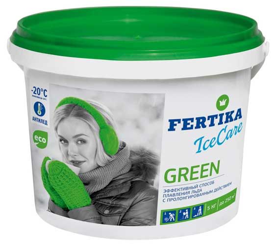 Противогололедный реагент Fertika Icecare green, 5 кг