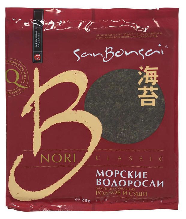 Водоросли нори SanBonsai Nori Classic для суши и роллов 28 г 234₽