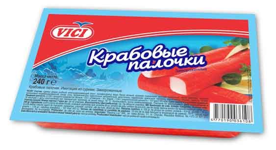 Рыба, икра, морепродукты Крабовые палочки VICI имитация замороженные, 240 г