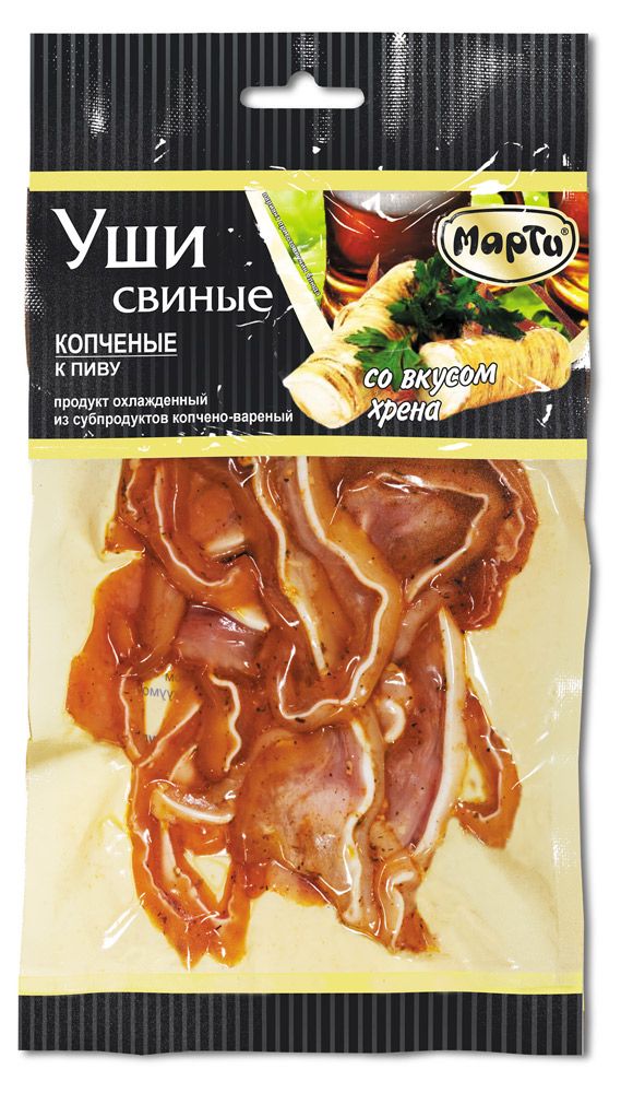 Уши свиные Марти копченые с хреном, 100 г