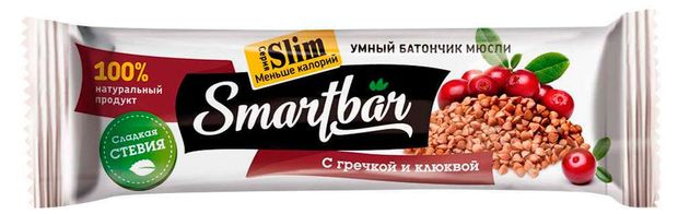 Батончик злаковый Smartbar мюсли с гречкой и клюквой, 25 г