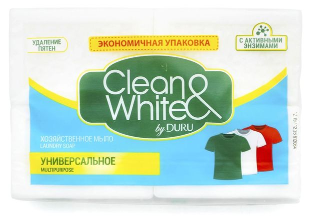 Мыло хозяйственное Duru Clean&White отбеливающее, 4х120 г