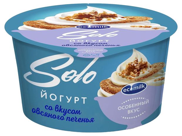 Йогурт Ecomilk.Solo со вкусом овсяного печенья 4,2% БЗМЖ, 130 г