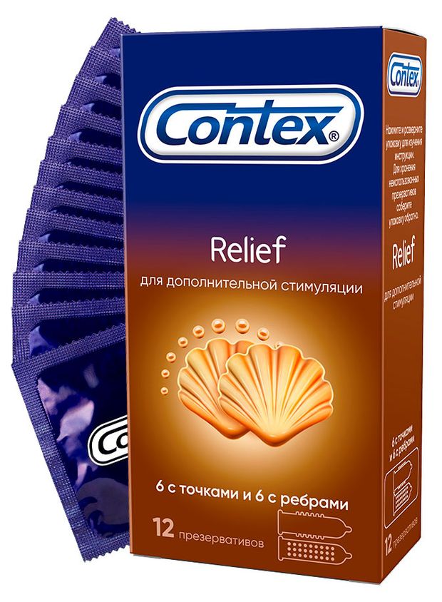 Презервативы Contex Relief 6 с ребрами и 6 с точками 12 шт 609₽