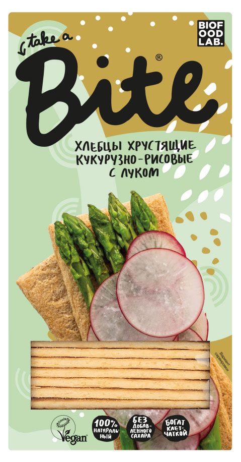 ХлебцыTake a Bite Кукурузно-рисовые хрустящие с луком 150 г 164₽