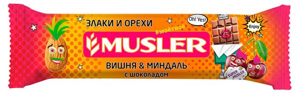 Батончик мюсли Musler Вишня миндаль с шоколадом, 30 г