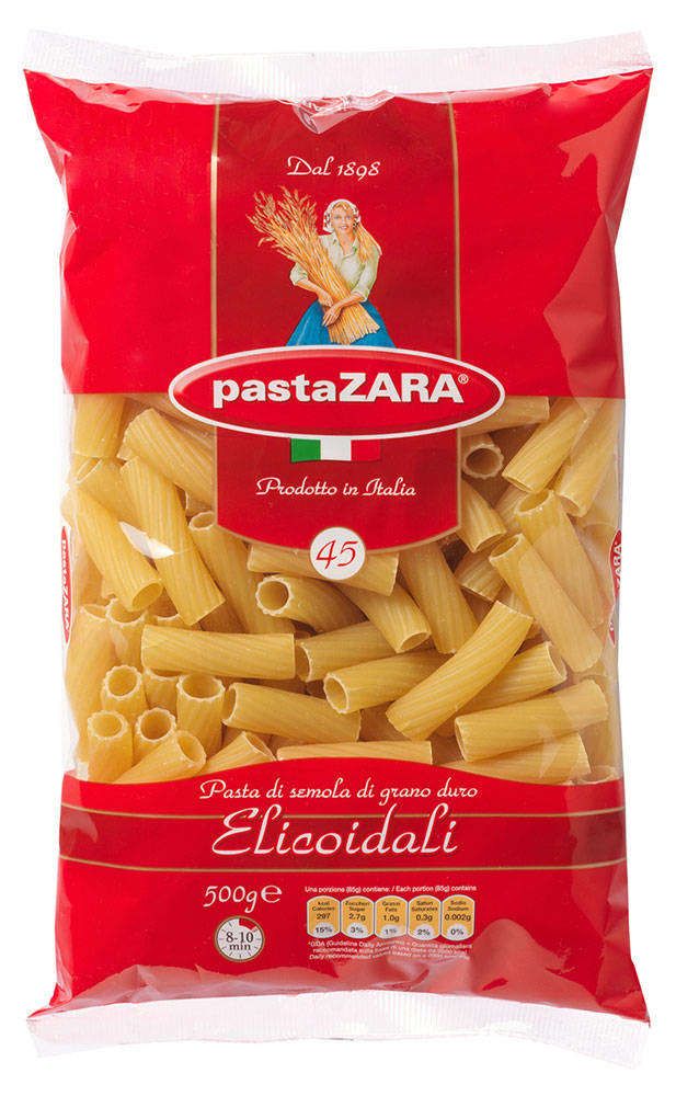 Макаронные изделия Pasta Zara Elicoidali трубочки крупные, 500 г