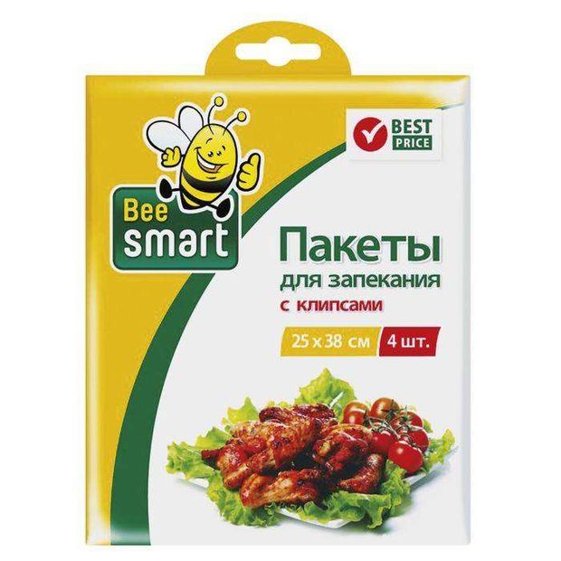 Пакеты для запекания Bee Smart 25х38 см с клипсами, 4 шт