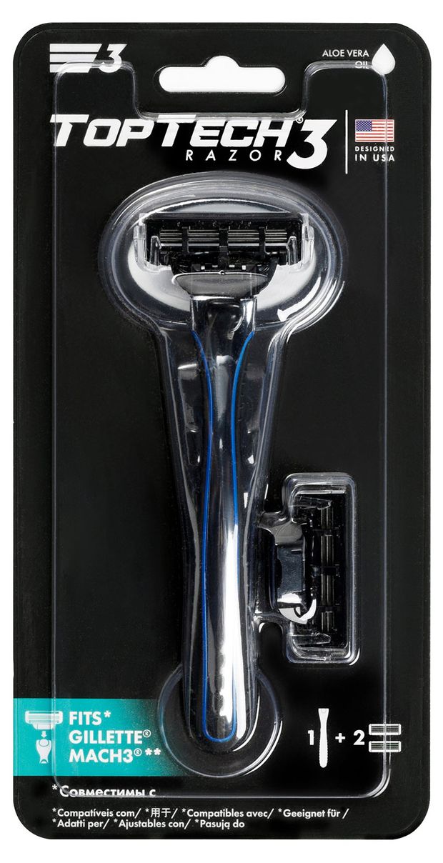 Станок для бритья Toptech Razor 3 с тремя лезвиями + 2 кассеты