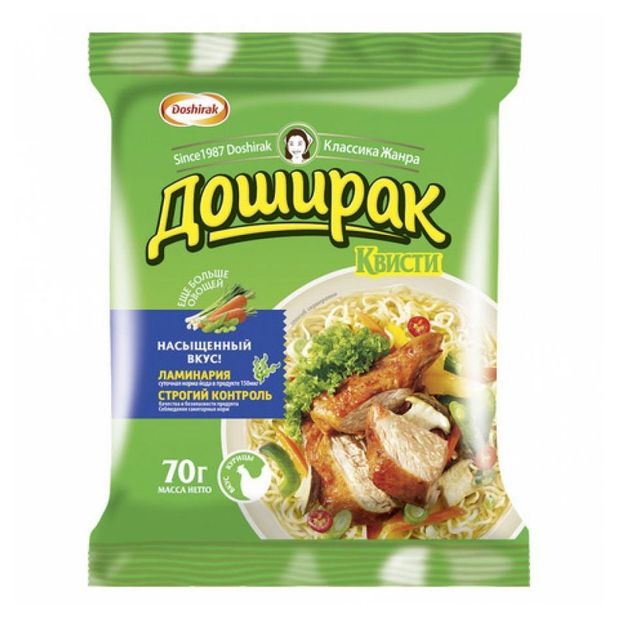 Лапша быстрого приготовления Доширак Квисти со вкусом курицы 70 г 25₽