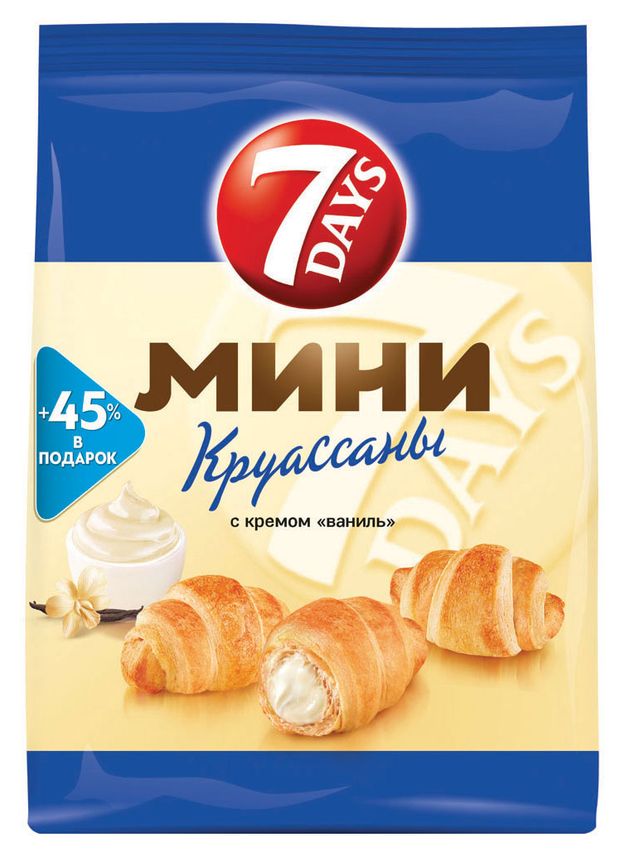 Мини-круассаны 7Days с ванильной начинкой 105 г 62₽