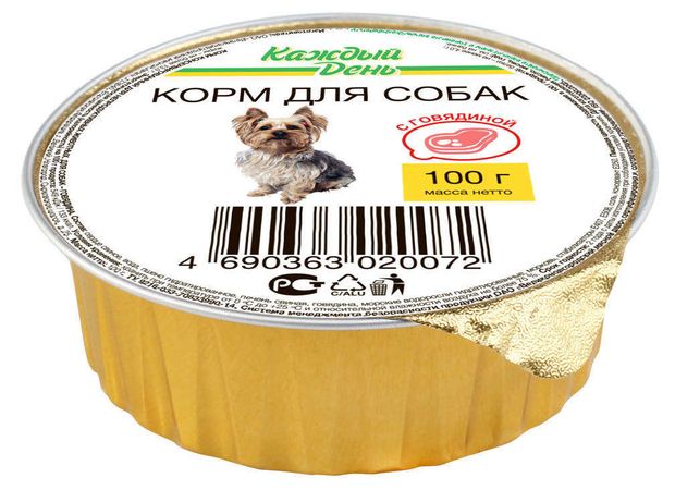 Корм для собак Каждый День с говядиной, 100 г