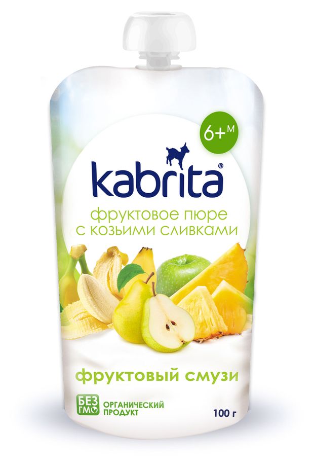 Пюре фруктовое Kabrita с козьими сливками Фруктовый смузи 6 +, 100 г