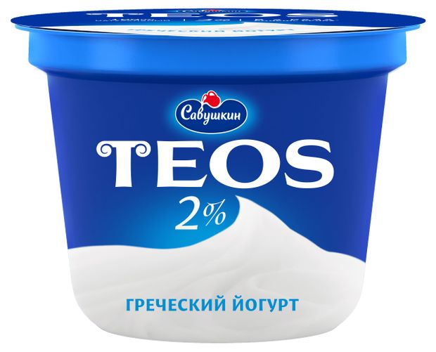 Йогурт Савушкин Греческий Teos натуральный без сахара 2% БЗМЖ, 250 г