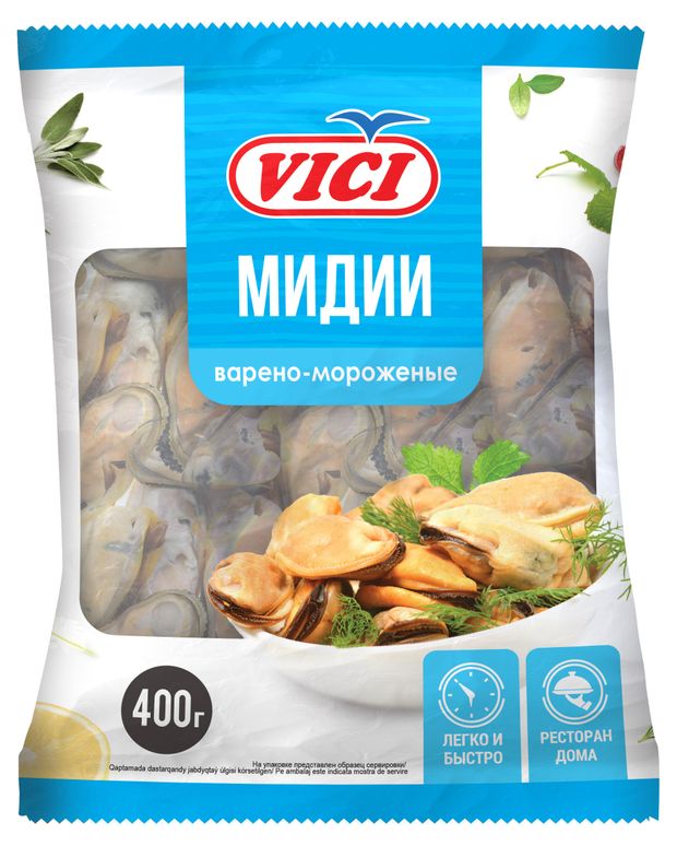 Рыба, икра, морепродукты  Ашан Мидии VICI Чилийские варено-мороженные, 400 г