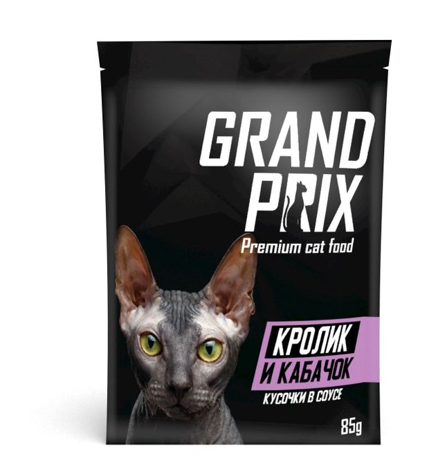 Корм для кошек Grand prix кусочки в соусе Кролик и кабачок, 85 г