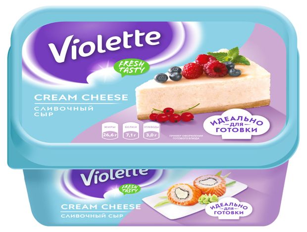 Сыр творожный Violette Cream Cheese сливочный 70 БЗМЖ 400 г 429₽