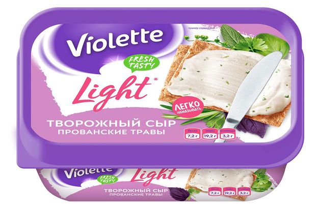 Сыр творожный Violette Light Прованские травы 60% БЗМЖ, 160 г