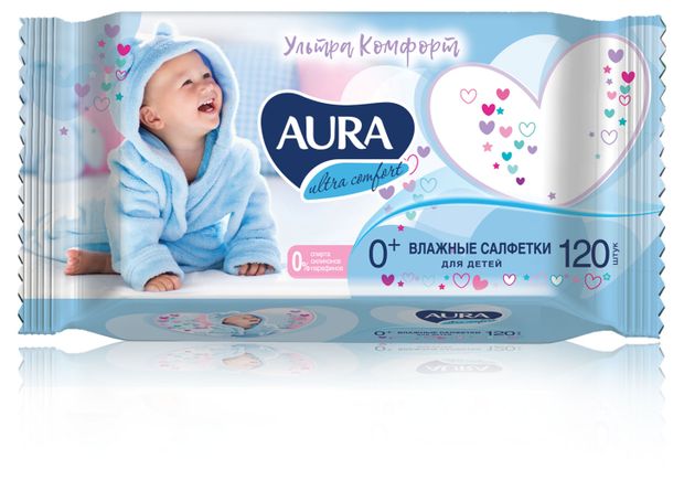 Влажные салфетки детские Aura Ultra Comfort 120 шт 134₽