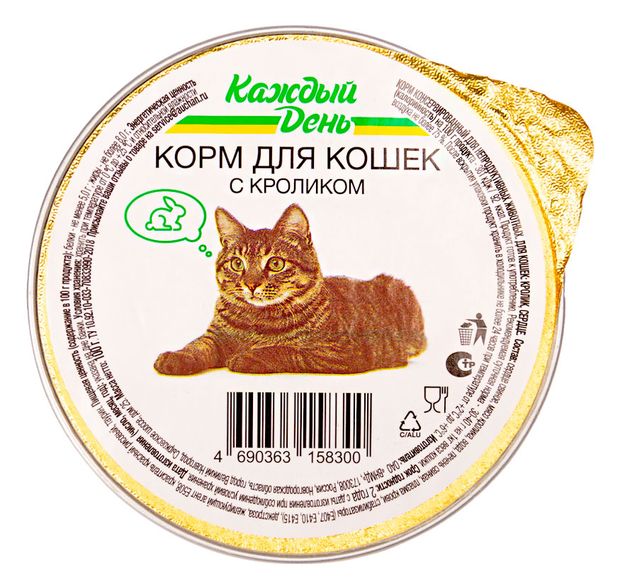 Корм для кошек Каждый день с мясом кролика, 100 г