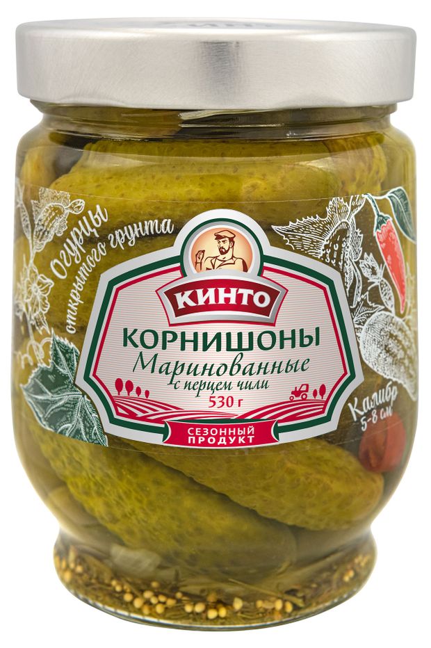 Корнишоны маринованные Кинто с перцем чили, 530 г