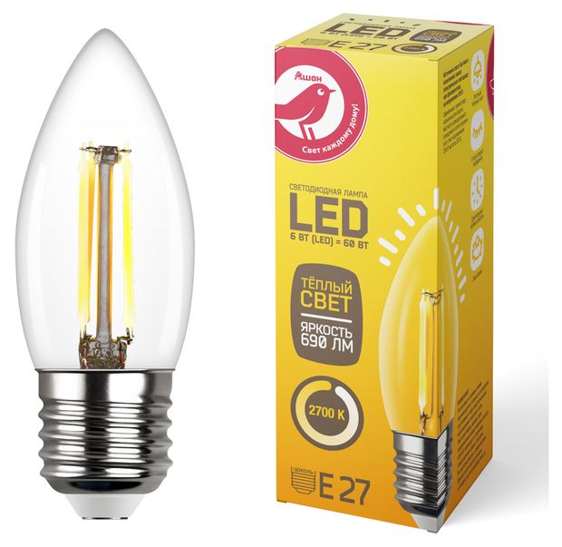 LED-Лампа АШАН Красная птица E27 6-60W