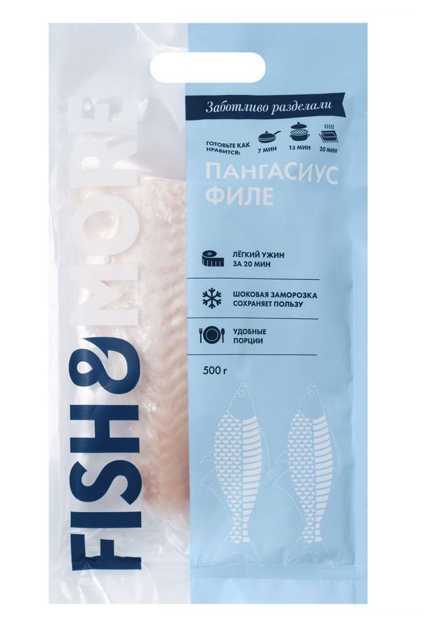 Рыба, икра, морепродукты Пангасиус замороженный Fish&More филе, 500 г