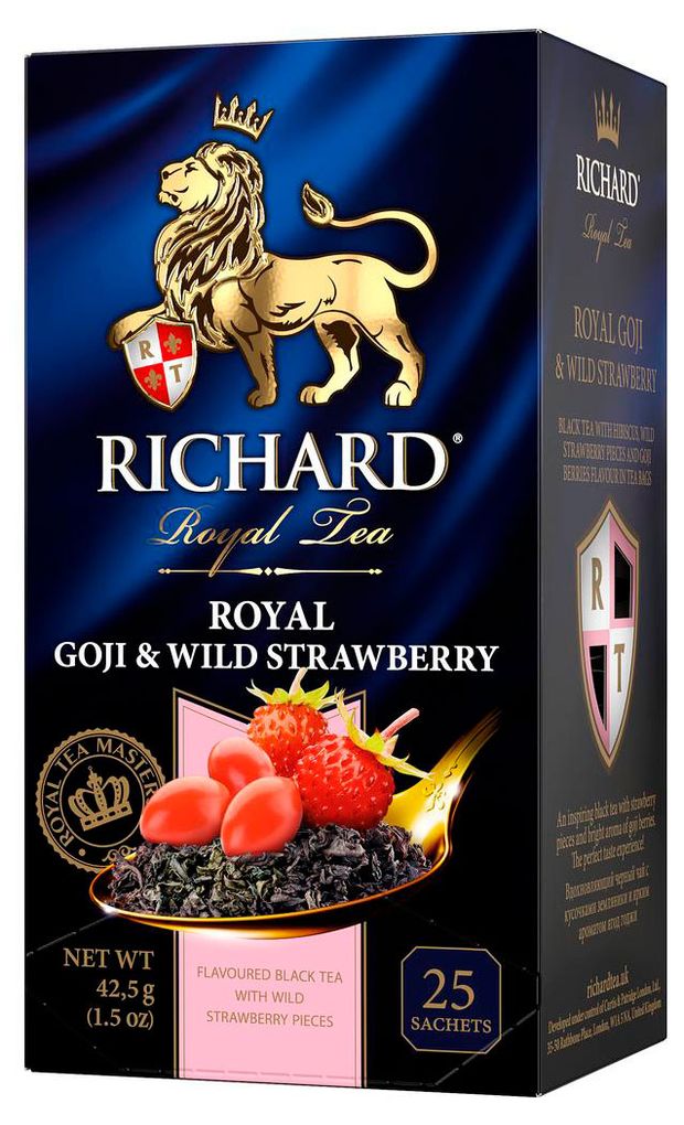 Чай черный Richard Royal Goji & Wild Strawberry ароматизированный, 25 пакетиков