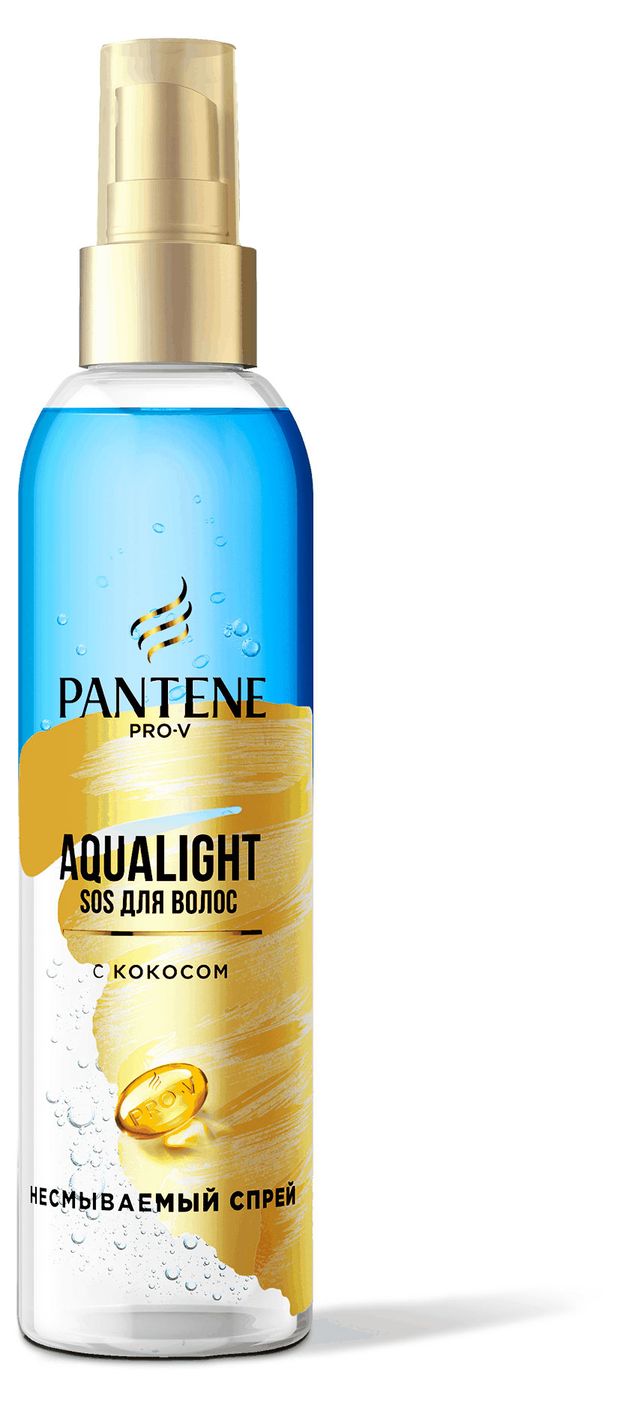 Спрей для волос Pantene Pro-V Aqua Light для увлажнения сухих волос с кокосом, 150 мл