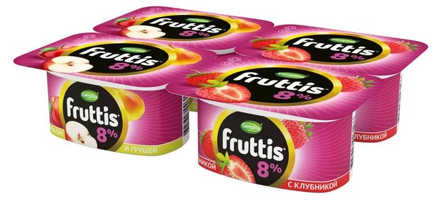 Йогуртный продукт Fruttis клубника яблоко груша 8 БЗМЖ 115 г 36₽