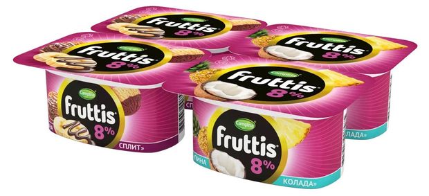 Йогуртный продукт Fruttis Банана-сплит пинаколада 8%, 115 г