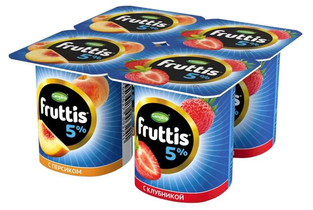 Йогуртный продукт Fruttis клубника-персик 5 115 г 35₽