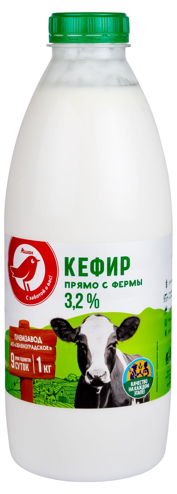 Купить Кефир АШАН Красная птица 3,2 % БЗМЖ, 1 л (958874) в  интернет-магазине АШАН в Москве и России