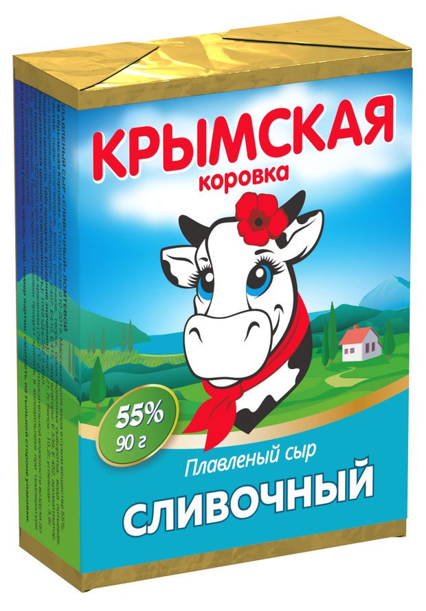 Сыр плавленый Сливочный Крымская Коровка 50% БЗМЖ, 90 г