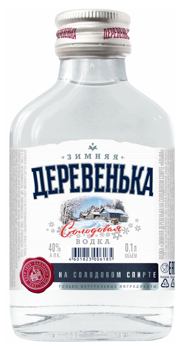 Водка Зимняя деревенька Россия, 0,1 л