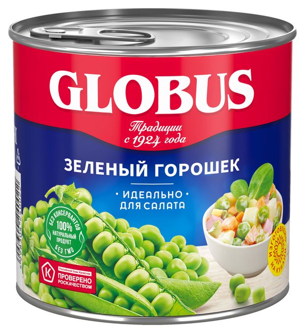 фото Зеленый горошек globus, 400 г