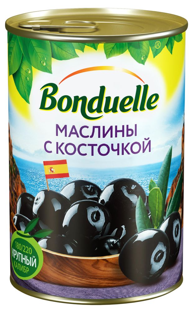 Маслины черные BONDUELLE с косточками 300 г 164₽