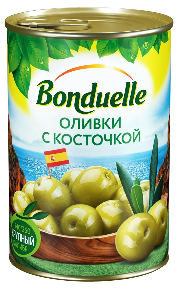 Оливки зеленые BONDUELLE с косточкой 300 г 164₽