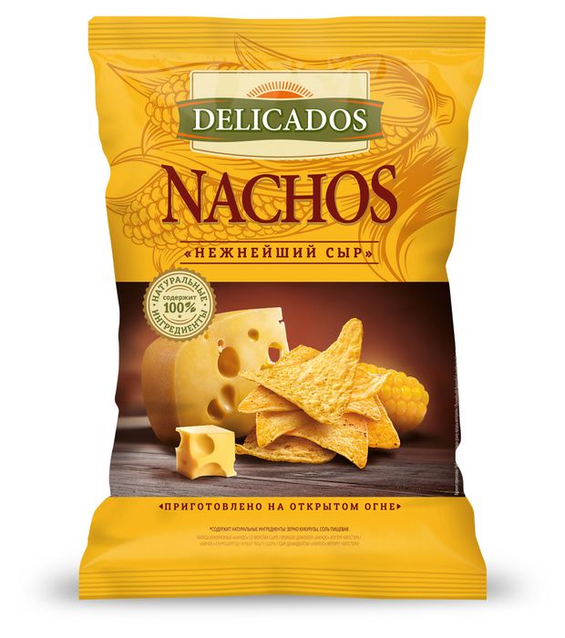 Чипсы кукурузные Delicados Nachos с нежнейшим сыром, 150 г