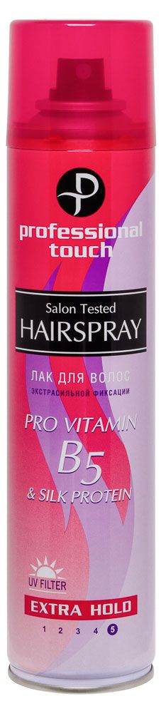 Лак для волос Professional Touch Pro vitamin B5 Silk Protein экстрасильная фиксация 265 мл 154₽