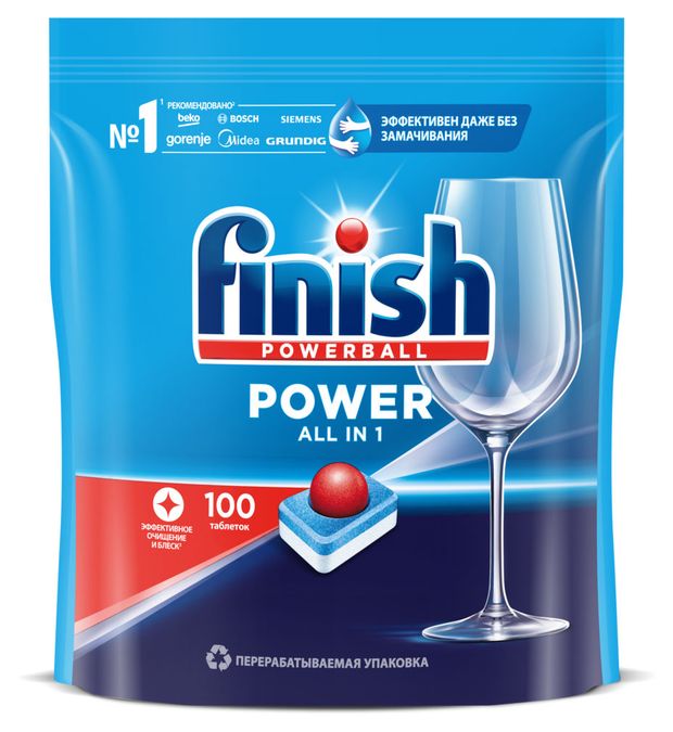 фото Таблетки для посудомоечной машины finish power, 100 шт