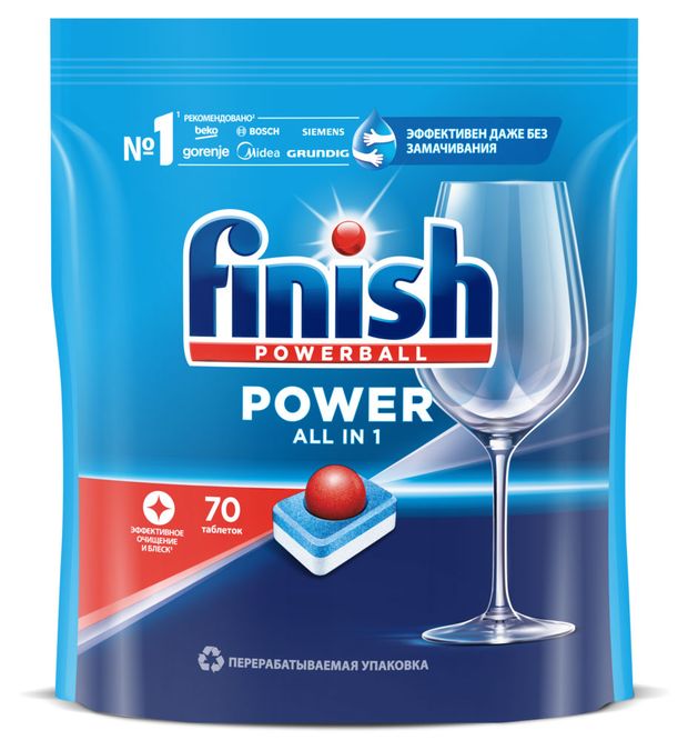 фото Таблетки для посудомоечной машины finish power, 70 шт