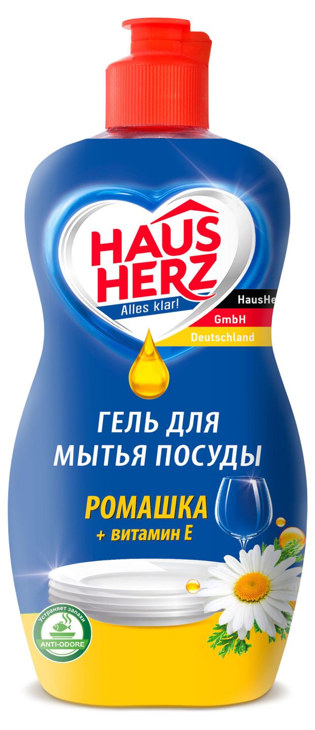 Средство для мытья посуды Haus Herz Ромашка и Витамин Е, 450 мл