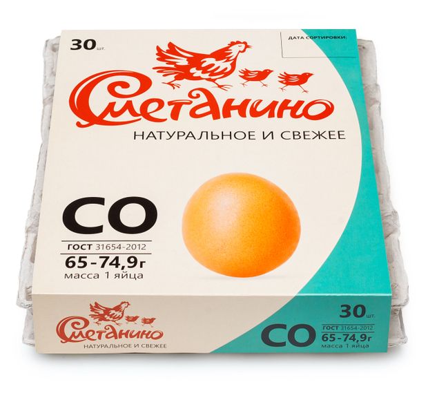 Яйца куриные Сметанино отборные С0 30 шт 509₽