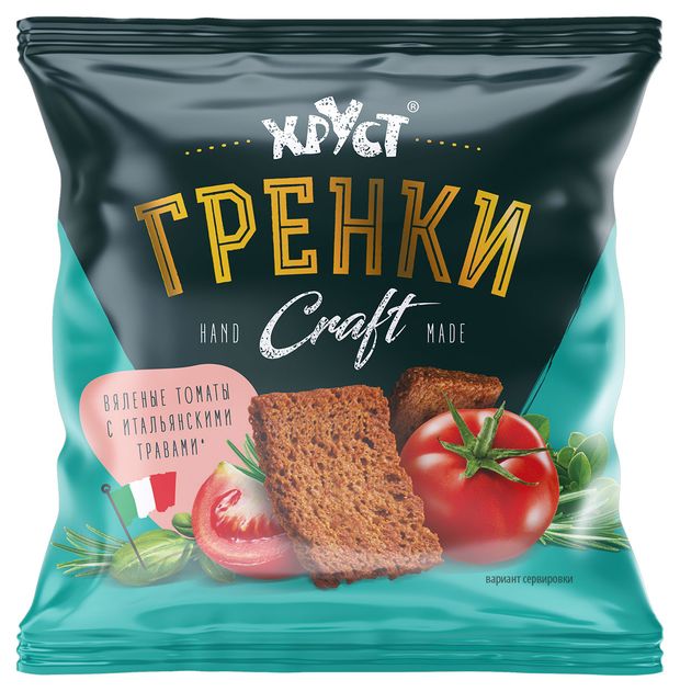 Гренки Хруст ржано-пшеничные со вкусом вяленых томатов с итальянскими травами Craft, 75 г