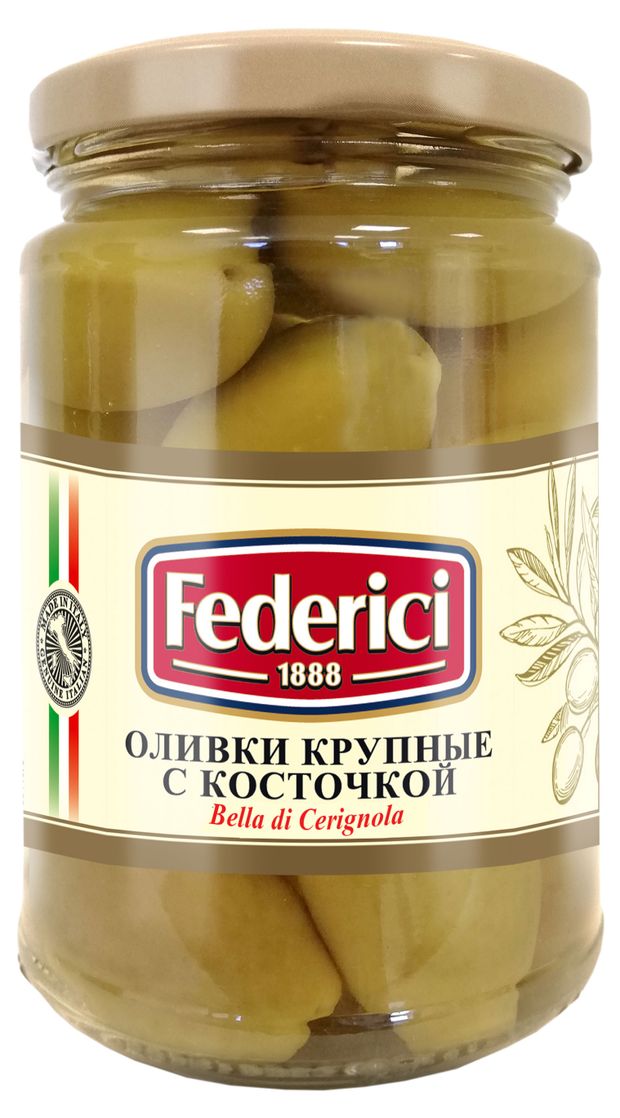 Оливки крупные Federici с косточкой Bella di cerignola 300 г 219₽