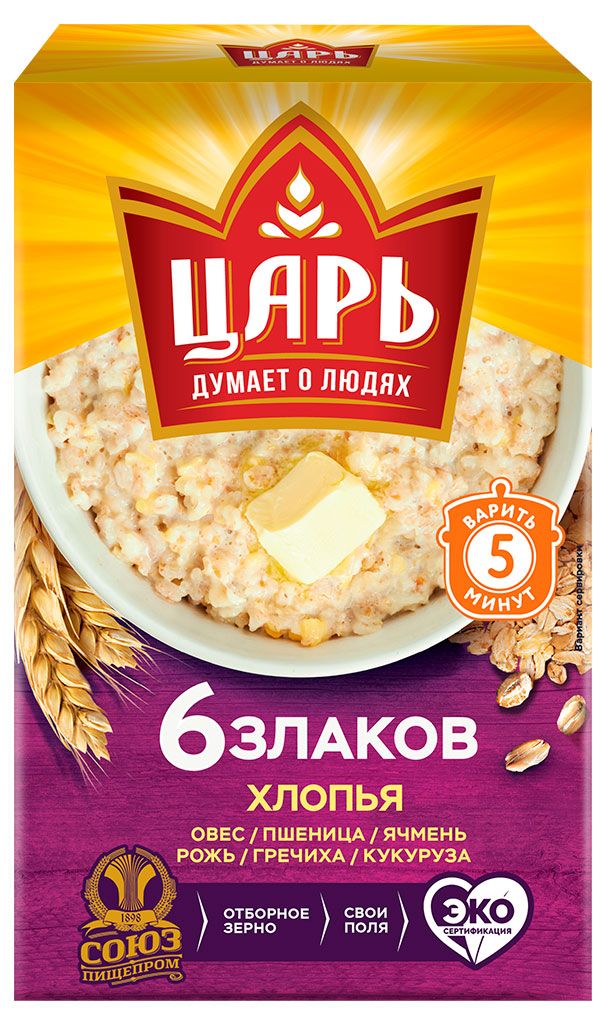 Хлопья ЦАРЬ 6 злаков, 400 г